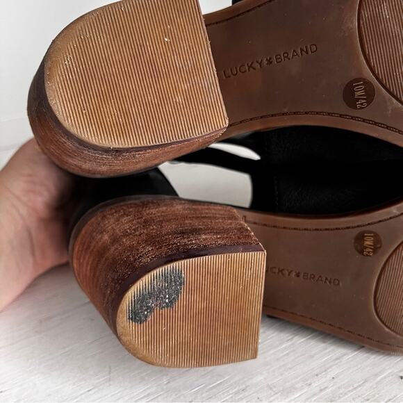 Lucky Brand Barimo Black leather open toe cut out bootie size 10 - Picture 8 of 12